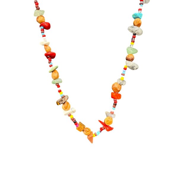 Semi-Precious Gemstones Multicolor Beaded Necklace - Picture 2 of 7
